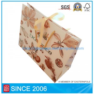 Luxury paper bag for candle packing with ribbon closure